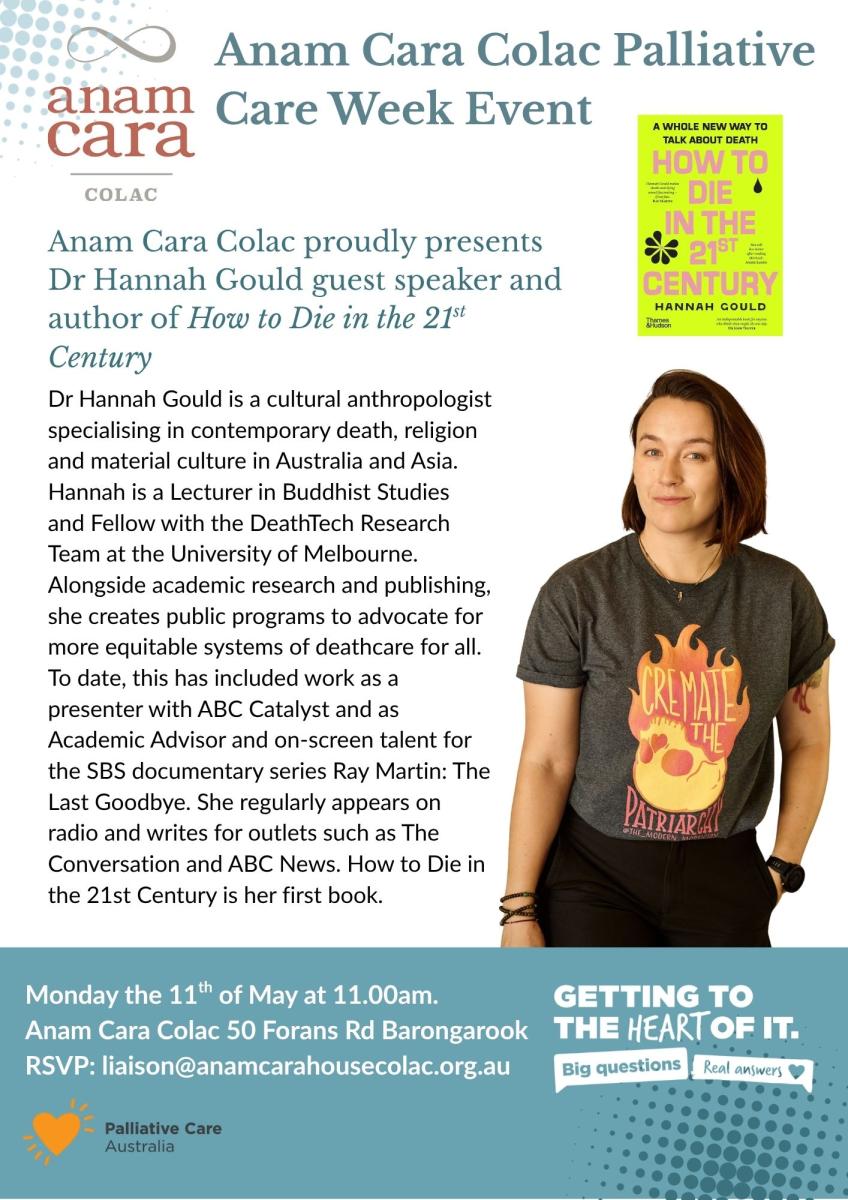 Palliative Care Week 2026- Advert Anam Cara Colac